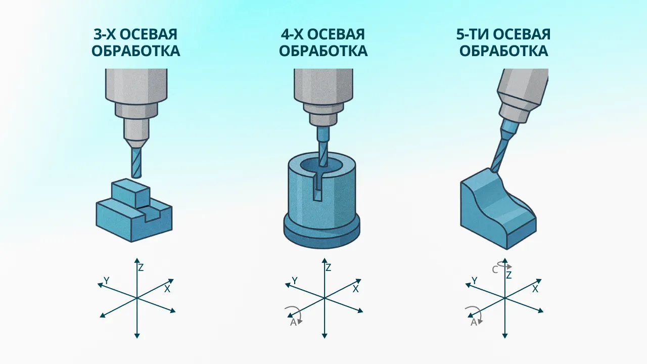 В чем разница между 3,4 и 5-ти осевыми станкам?